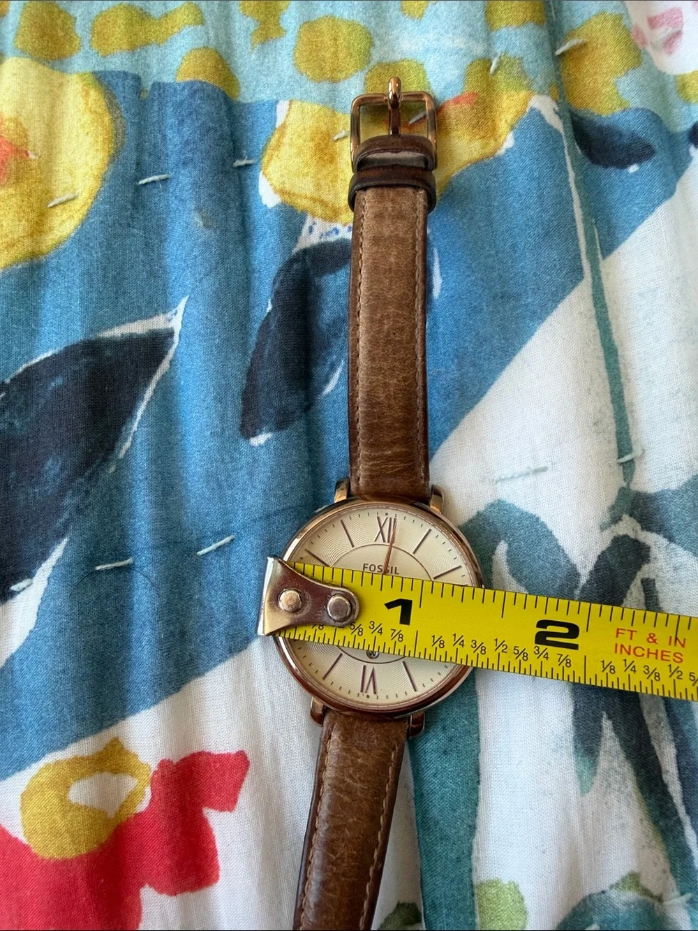Fossil women’s Brown Leather Strap Watch - Classic Rose Gold Dial